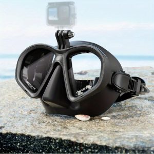 HD Tempered Glass Diving Mask with Camera Mount - Waterproof, Anti-Fog Swim Goggles for Enhanced Underwater Vision