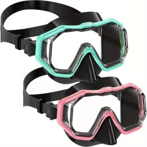 2 PCS Snorkeling Mask, Swimming Goggles with Nose Mask, Shatter Resistant Lens, Anti Fog Goggles, Ventilation Pipe Mask, Anti Fog and Leak Proof, Suitable for Adults, Teenagers, and Swimmers and Divers, Halloween Favors, Christmas Party Favors