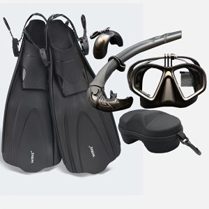 1 Set Diving Equipments, Including 1 Pair Professional Snorkeling Fins, 1pc Diving Mask With Breathing Tube, With Goggle Storage Box