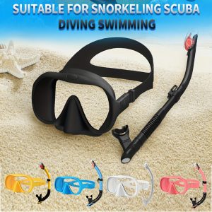 1 Set, Anti-Fog Tempered Glass Diving Mask And Snorkel Set, Swim Goggles With Dry Top Breathing Tube