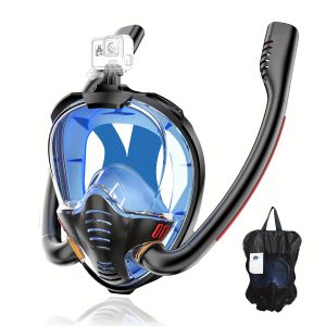 Full Face Snorkel Mask, 180 Degree Panoramic HD View Snorkeling Mask, Anti-Leak Dry Top Set for Adults Men & Women