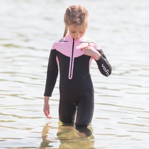 2-16Y Girls 1-Piece Wetsuit 3.5MM Neoprene Long Sleeves Thermal Snorkeling Surfing Swimming Diving Suit With Zipper Front Under Water Anti-Jellyfish Clothing