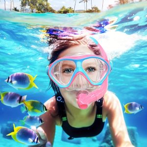 Children's Snorkel Set, Children's Snorkeling Equipment, Unisex Children's Swimming Goggles, Anti-fog Diving Mask And Dry Top Snorkel Combination Set, Suitable For Teenagers