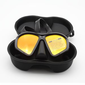 Tempered Glass Diving Mask With Storge Box, Waterproof And Anti Fog Electroplating Goggles With J-shaped Bracket For Camera